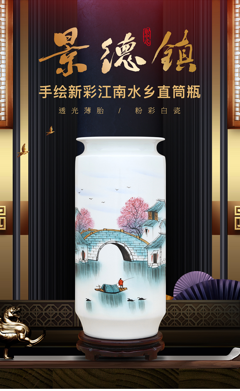 To ceramics jiangnan new color hand - made straight bottle furnishing articles in the living room