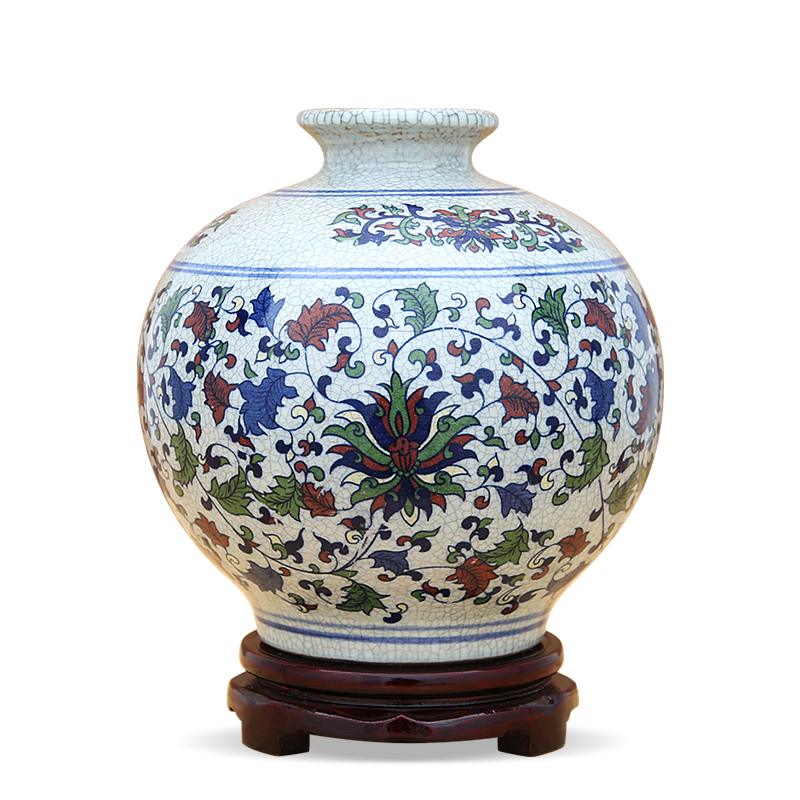 Jingdezhen ceramics glaze colorful porcelain vase of crack under the sitting room of Chinese style tradition furnishing articles home decoration decoration