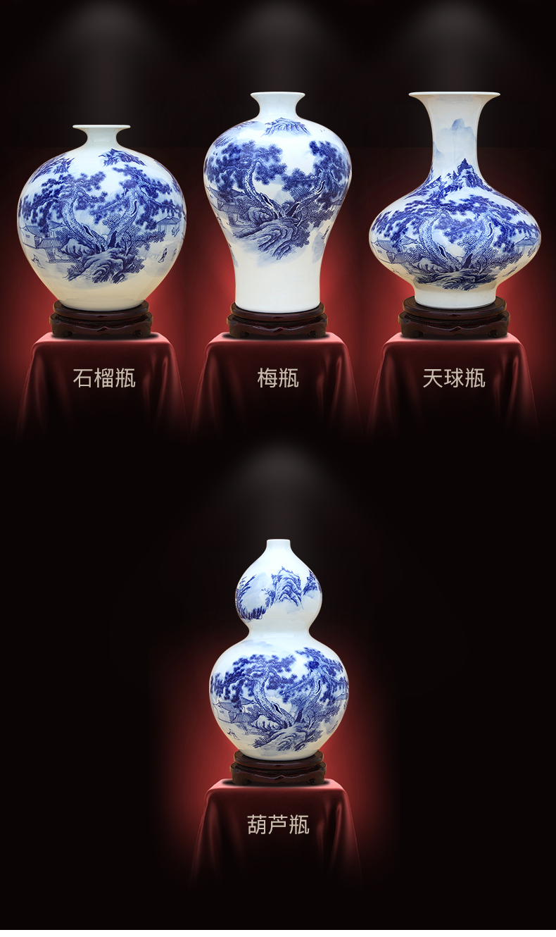 Blue and white porcelain vase and furnishing articles of jingdezhen ceramics Chinese flower arranging sitting room porch craft bottle ornament