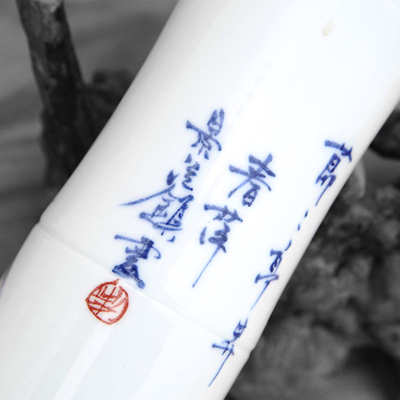 Jingdezhen ceramic vase hand - made large ground bamboo lucky bamboo flower place indoor sitting room adornment
