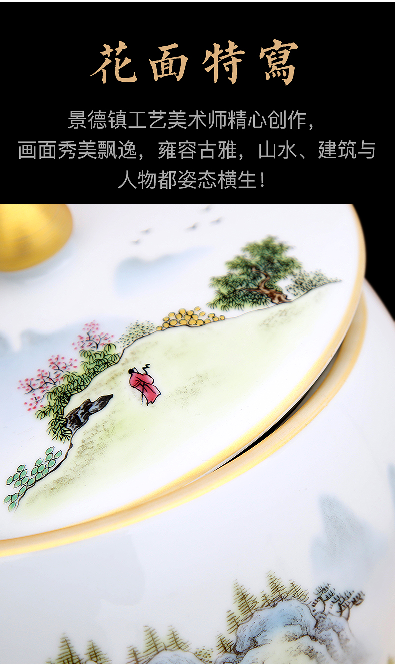 Chinese jingdezhen ceramics powder enamel caddy fixings storage tank handicraft furnishing articles office sitting room adornment ornament