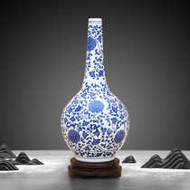 Jingdezhen Ceramics Antique Blue and White Porcelain Lingzhilotus Gale Bottle Living Room Ornaments Living Room Ornaments