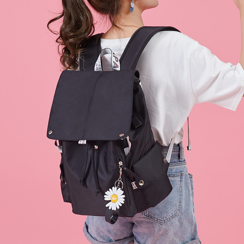 Junior high school student schoolbag female black large capacity waterproof high school college student backpack high-value travel backpack