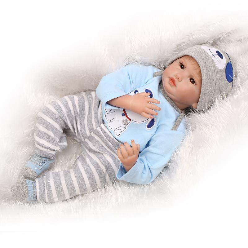 55cm/22'' Handmade Lifelike Baby Silicone Vinyl Reborn Newborn Boy Doll