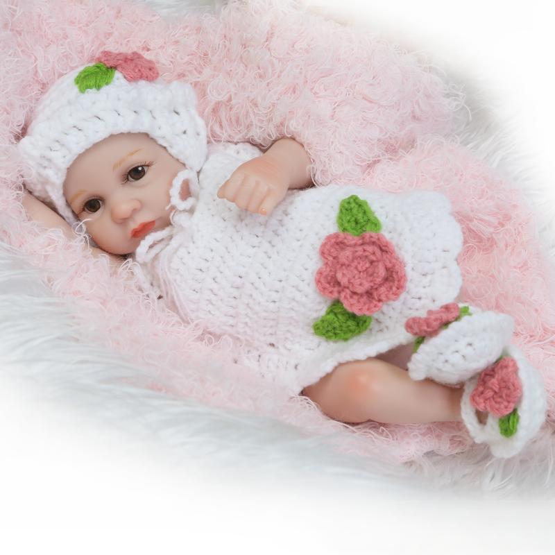 11/"Handmade Reborn Newborn Mini Baby Doll Full Soft Silicone Vinyl Bath Girl Toy