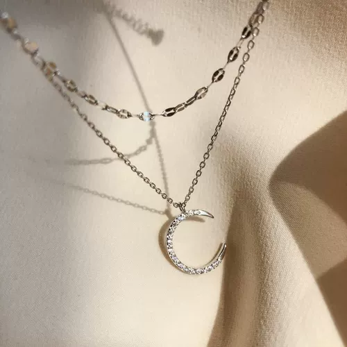 Sterling Star Moon Diple Ncklace Women Clavicl