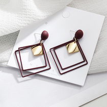 Morandi color Net red earrings 2021 New Tide simple ear clip no earrings female sterling silver earrings