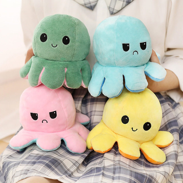 Turn face small octopus Changed Face Pets Angry double sided mood reverse Two sides Angry Desktop Reversal Octopus Octopus