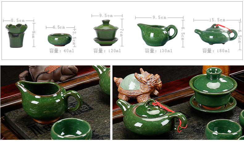 Back on a complete set of kung fu tea set suit household sharply stone solid wood tea tray was purple ceramic contracted tea tea taking