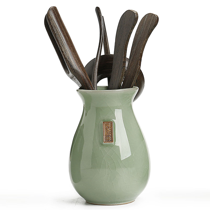 Back on ceramic ebony black pottery zen bamboo kung fu tea tea six gentleman 's contracted household accessories