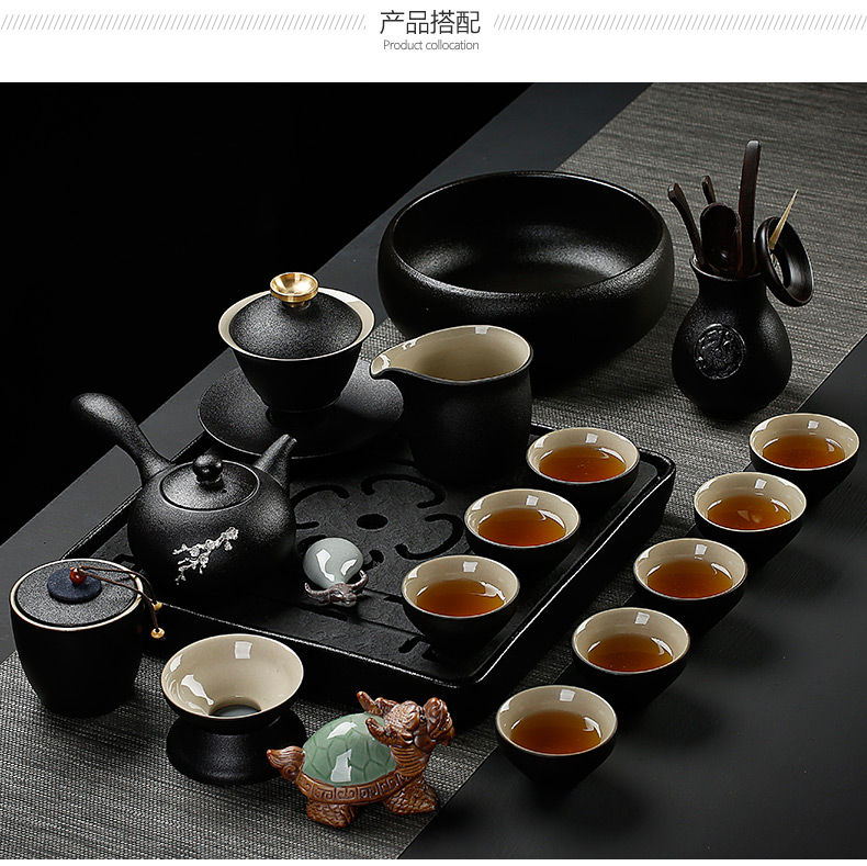 Coarse pottery POTS back on black pottery zen tea set small ceramic seal pot portable caddy fixings household