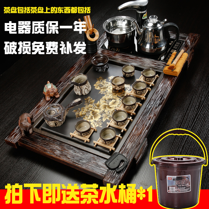 Back on tea package mail will move tea tray automatic motion with a set of ceramic mixture kung fu tea set