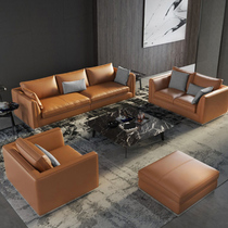 Linpeng Furniture Office Business Sofa Simple Modern Sofa Combination Set Three People Reception Leather Sofa
