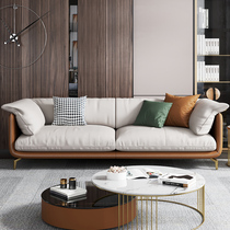  Office sofa leather Italian coffee table combination Reception room reception area Leisure business office sofa three-person seat