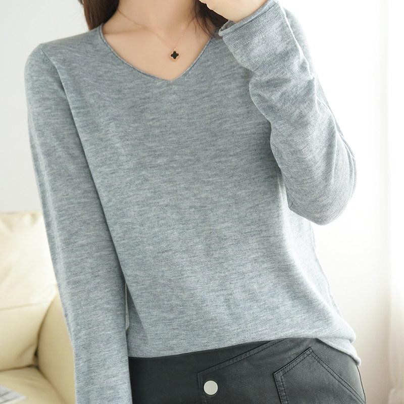 Thin V-neck worsted cardigan women's Spring 2021 new loose pullover sweater knitted undershirt