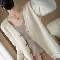 v - collar knitting sweater woman 2021 Spring and Autumn new loose sweater outer wear 100 % pure wool and put on a topper