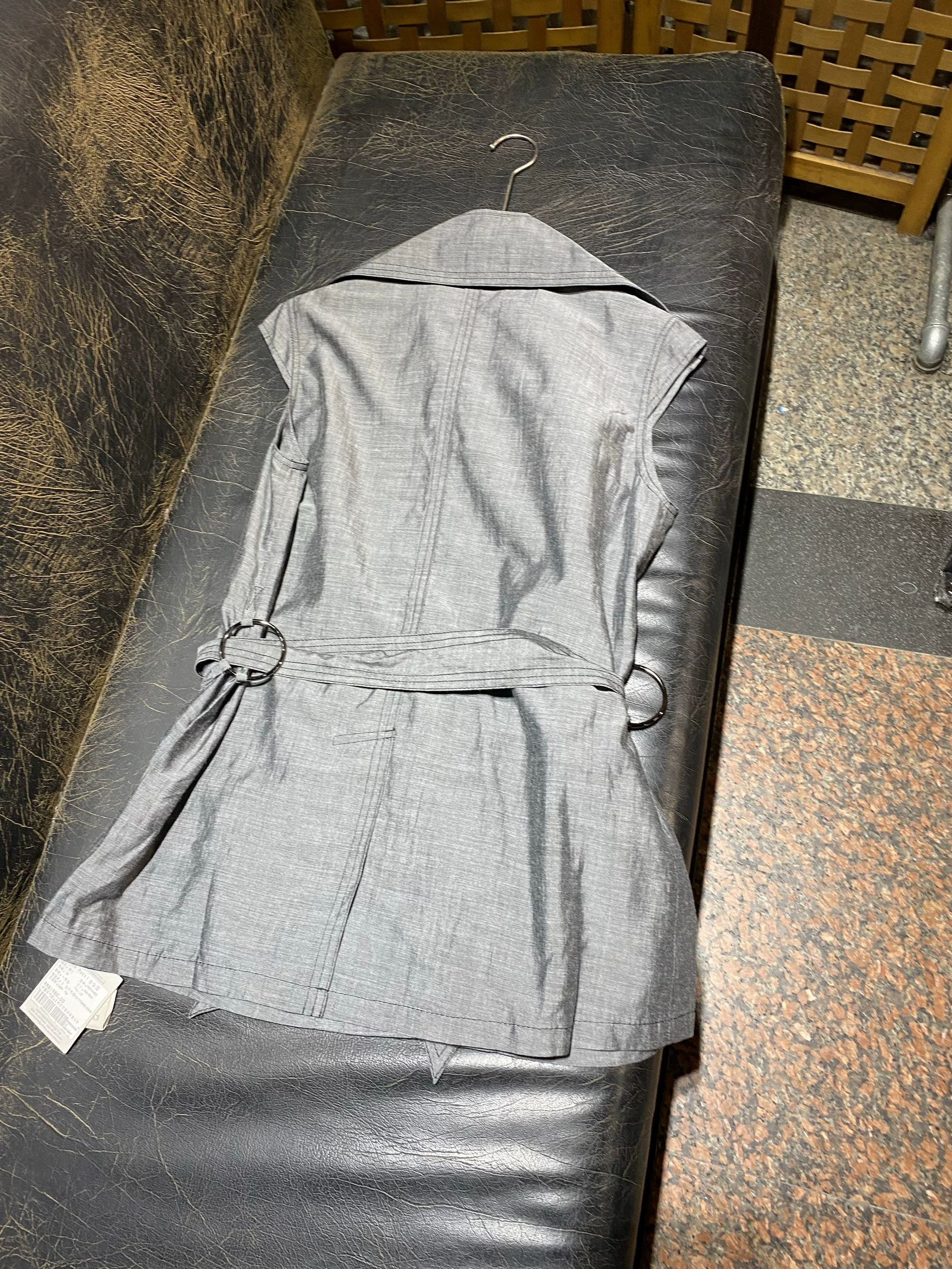Классический жилет-пиджак из глаженного серого цвета с 100% тенцелем, Slim Fit, с лацканами, кофейник 4420
