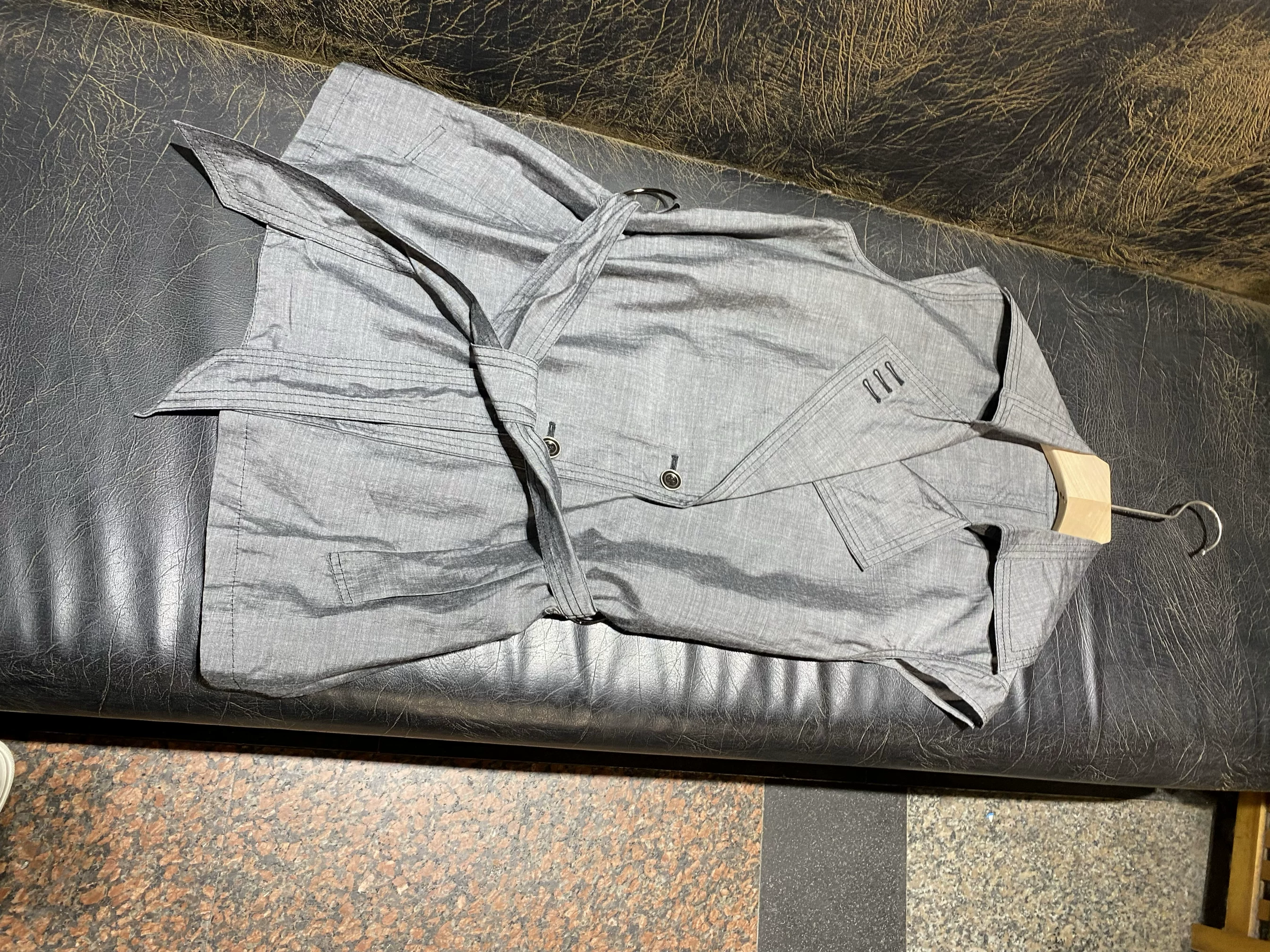 Классический жилет-пиджак из глаженного серого цвета с 100% тенцелем, Slim Fit, с лацканами, кофейник 4420