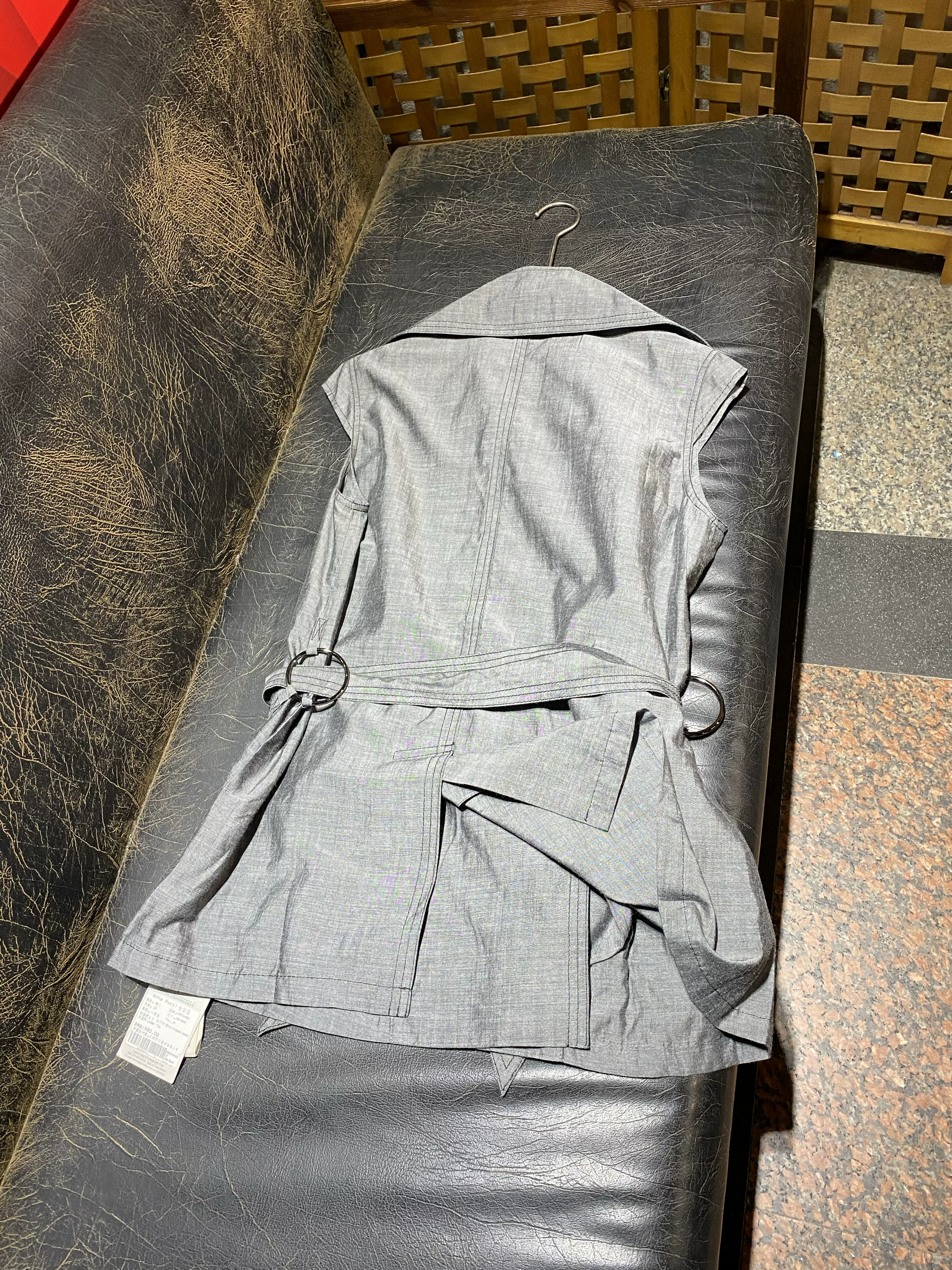 Классический жилет-пиджак из глаженного серого цвета с 100% тенцелем, Slim Fit, с лацканами, кофейник 4420