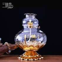 Samadhi incense liquid ghee lamp Glass Buddhist supplies Lotus Lamp Changming Lamp Buddha front for Buddha oil lamp lamp holder