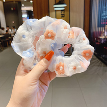 Ogan Yarn Ins Nets Red Large Intestine Hair Loops Cute Embroidered Flowers Head Rope Large Intestine Circle Less Heady Accessories Women Zal Hair Rope