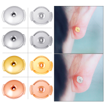 Flying saucer ear plug S925 silver ear back Sterling silver ear nail ear plug 18K gold ear buckle ear tip ear cap ear bracket Silver plated gold
