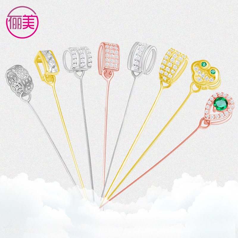 Pendant buttoned melon Buttoned Crooked Hole Jade Instrumental SILVER BUTTON JADE CLIP JADE CLIP BUTTON 925 PURE SILVER BELT HEAD EMERALD ACCESSORIES