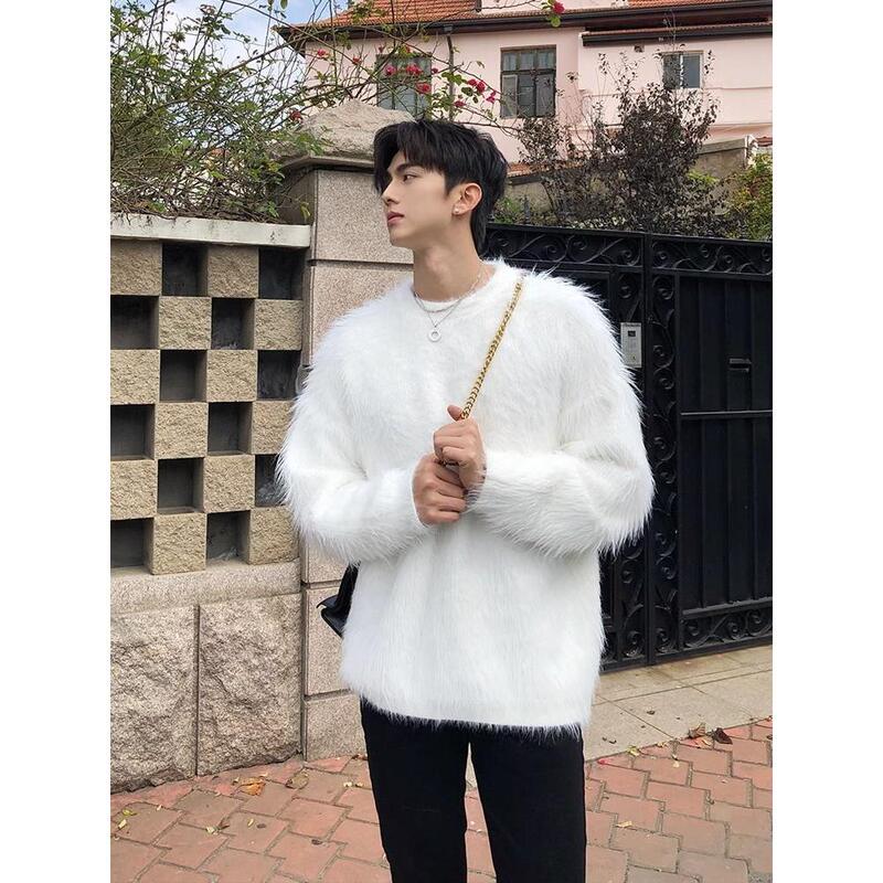 Xu Zhibin Soleil White Mink Velvet Soft Sweater Men's Autumn and Winter Lazy Style Outerwear Loose Knitwear