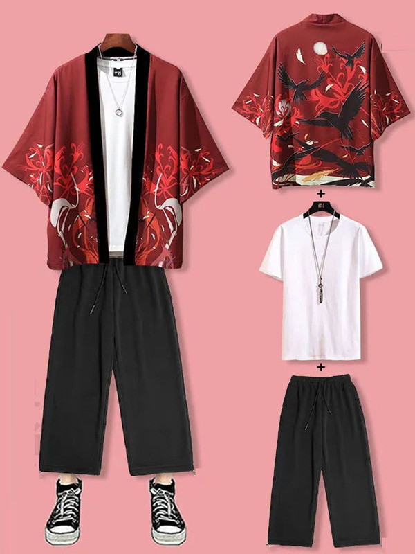 Hanfu for Men, Chinese Style Men's Clothing, Ancient Costume Set, Summer Retro Unisex Robe, Trendy Brand Couple Thin Three-Piece Set