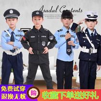 Childrens police uniform police officer clothing male black cat sheriff clothing boys and girls kindergarten small police traffic police costumes