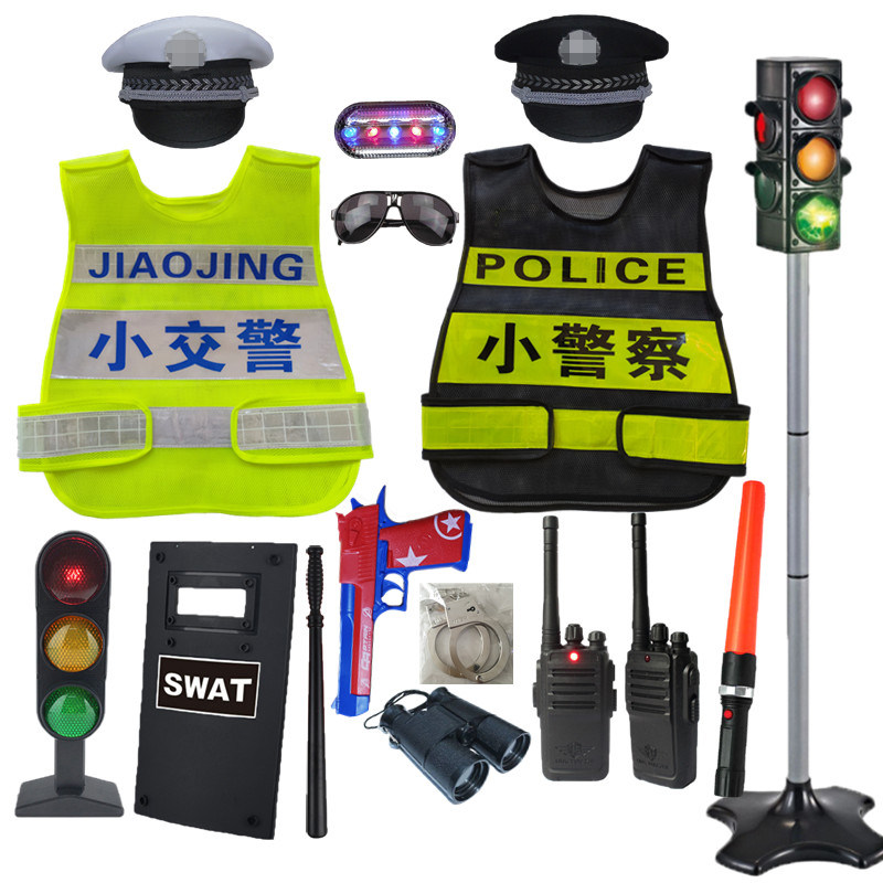 Children's police uniform police officer clothes boy kindergarten suit role-playing small traffic police command reflective vest