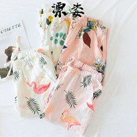 Quần pyjama nữ mùa thu hè xuân và quần mùa thu rộng gạc cotton nhà quần kích thước lớn tháng cotton có thể mặc - Quần tây quần alibaba nữ