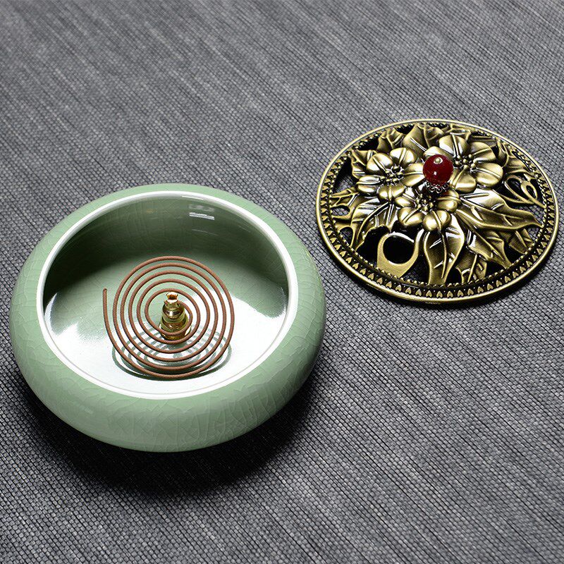 Gokiln Mosquito Incense Stove Large ceramic Home Indoor Honolulu Fire Protection Cotton with cover Creative Mosquito Repellent Incense Stove Pendulum-Taobao