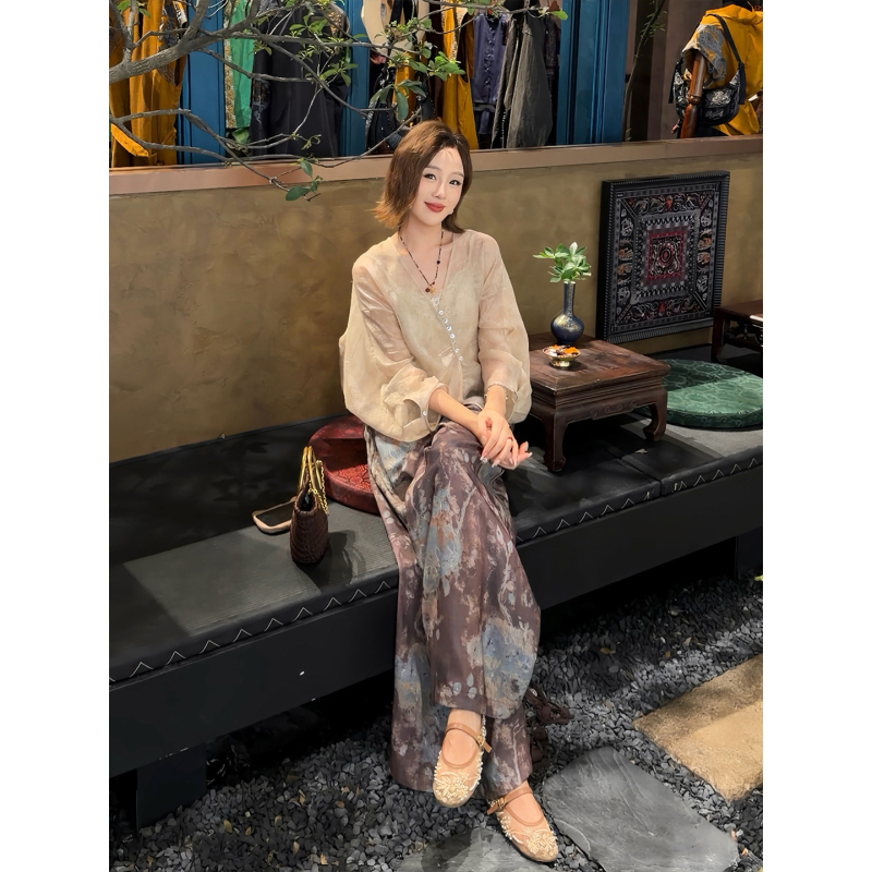 Yolo Youlu•Moonlight View•2026 Summer Original Textured Color-Blocked Irregular Batwing Sleeve Jacket Yolo Youlu•Moonlight View•2026 Summer Original Textured Color-Blocked Irregular Batwing Sleeve Jacket