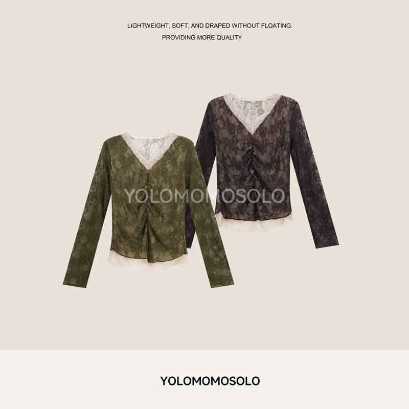 Yolo Youlu·Qingyao·New Chinese Style Autumn Water-Soluble Lace Eyelash Floral Soft Lace Fake Two-Piece Elastic Base Layer Yolo Youlu·Qingyao·New Chinese Style Autumn Water-Soluble Lace Eyelash Floral Soft Lace Fake Two-Piece Elastic Base Layer
