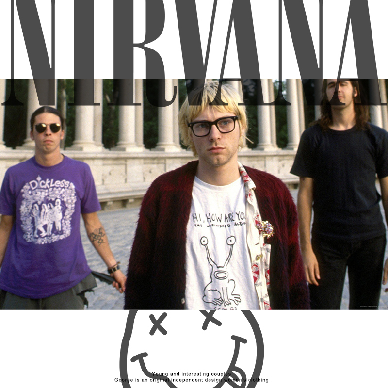 Nirvana Band Kurt Cobain Same Style White Long-Sleeve Crewneck Sweatshirt Loose Fit Trendy