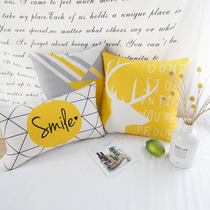 Zan House Nordic ins pillow case sofa cushion yellow elk modern office waist pillow living room back cover