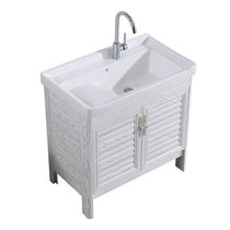 Space Aluminum Laundry Cabinet With Washboard Balcony Laundry Pool Bath Room Cabinet Ceramic Handwashing Terrace Basin Floor Style Composition Cabinet