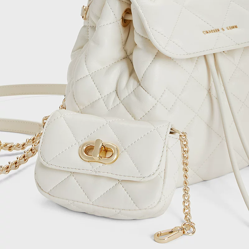 Charles&keith, capacious backpack with diamond pattern, Birthday gift