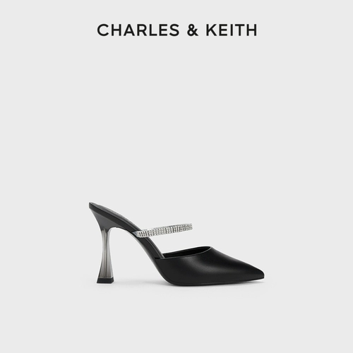CHARLES&KEITH Босоножки на высоком каблуке с острым носком CK1-60361442, летние шлепанцы с ярким ромбовидным ремешком для женщин