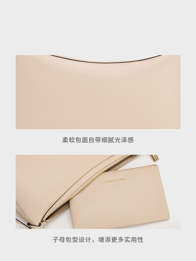 Charles&Keith25 New Autumn Collection Ck2-20671783 Retro Soft Simple Handbag Shoulder Bag Underarm Bag