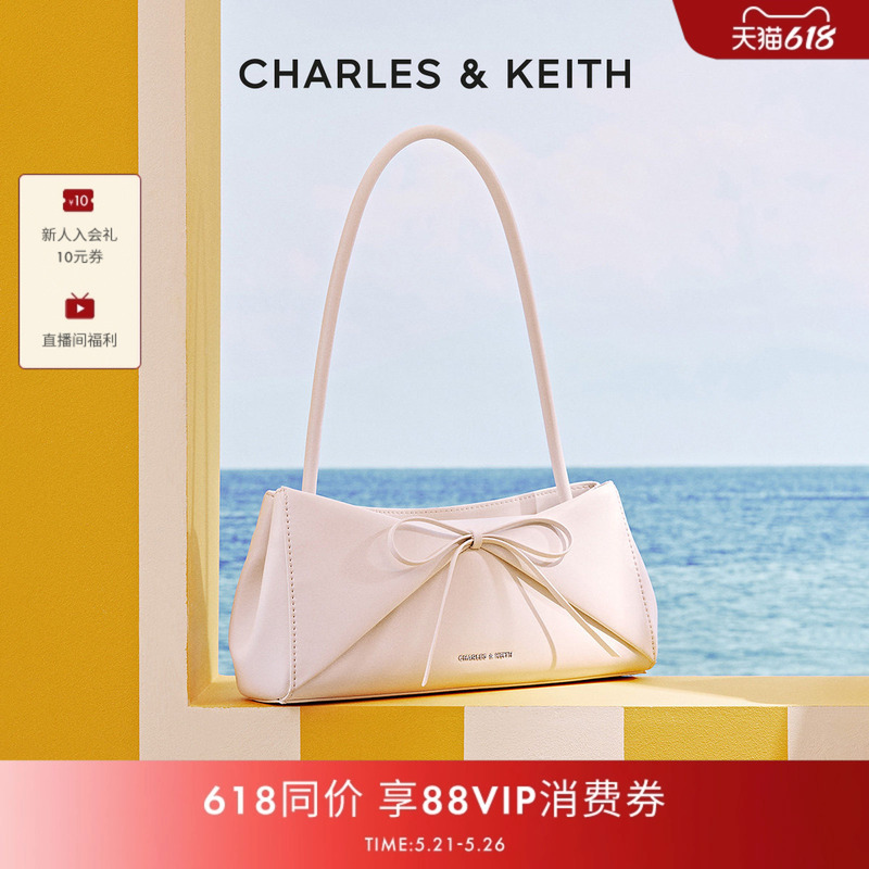 【618 Recommendation】Charles&Keith Women's Bag Ck2-20782938 Bowknot Baguette Origami Bag