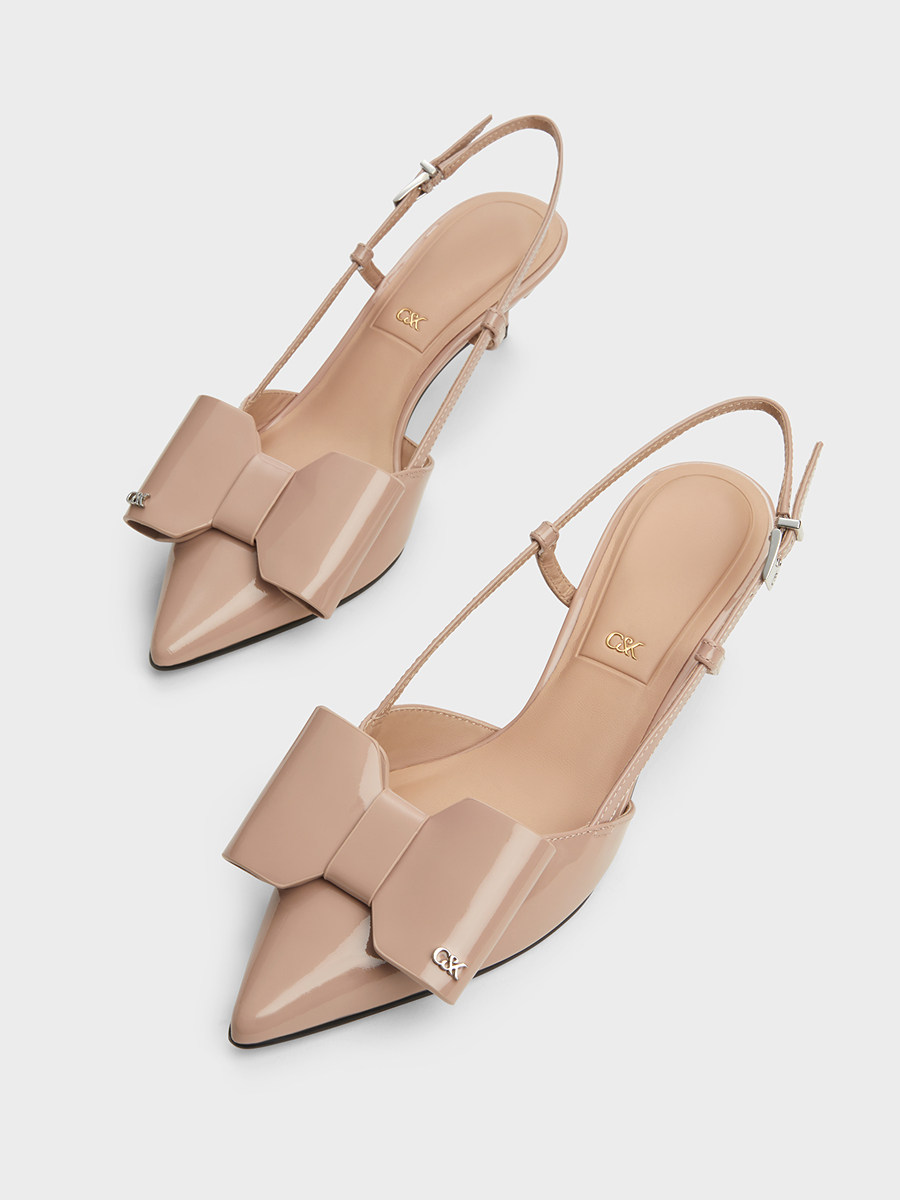 Charles&Keith Autumn and Winter Women's Shoes Sl1-61900044 Pointed Toe Bow Backless High-Heeled Sandals for Women