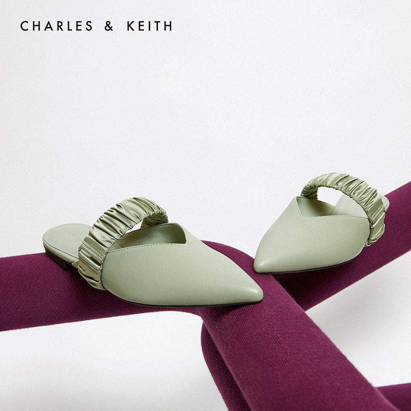 CHARLESKEITH LOW Shoes CK1-70900127 Folds with Decorated Female Pointed Mueller Shoes 