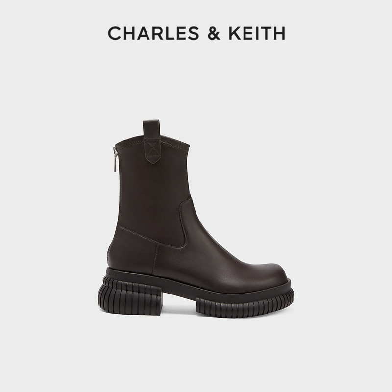 (New Year's gifts) Charleskeith winter women's boots CK1-90580170 thick bottom zipped thin fleece short boots-Taobao