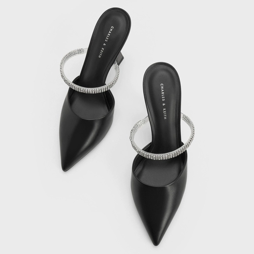 CHARLES&KEITH Босоножки на высоком каблуке с острым носком CK1-60361442, летние шлепанцы с ярким ромбовидным ремешком для женщин