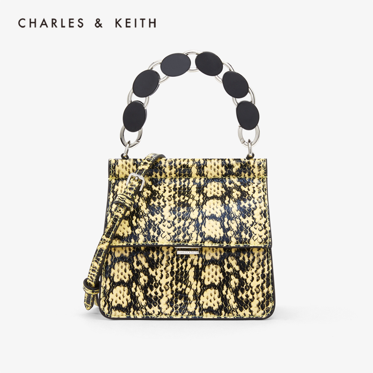 CHARLES & KEITH women's bag CK2-50781018 Ladies vintage square bag flap tote shoulder bag