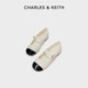 CHARLES/KEITH ເກີບຜູ້ຍິງໃນລະດູໃບໄມ້ປົ່ງແລະລະດູຮ້ອນ CK1-70900405 rhombus ຮາບພຽງຂະຫນາດນ້ອຍທີ່ມີກິ່ນຫອມແບບເກີບ Mary Jane