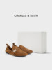 Charles&Keith25 New Autum Collection Sl1-71900021 Goatskin Metal Buckle Flats Pleated Loafers