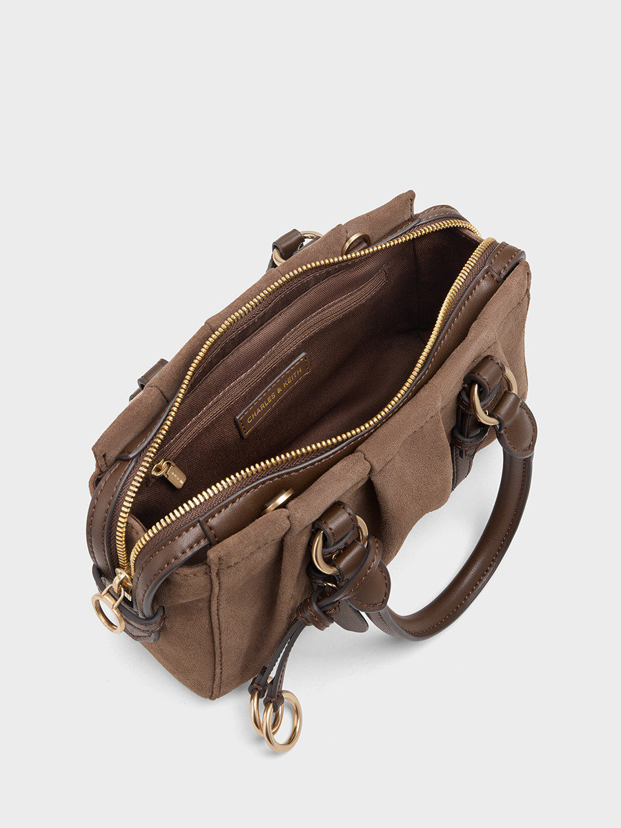 Charles&Keith25 Winter New Model Ck2-30671820-1 Retro Suede Small Square Bag Boston Bag